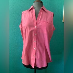 Foxcroft Pink Sleeveless Button Down Shirt